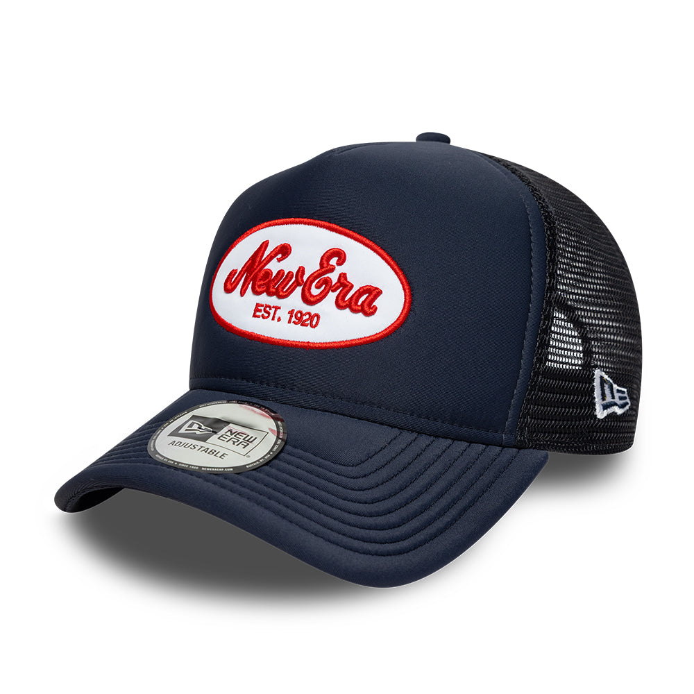New Era Oval Foam Patch Navy Trucker sapka