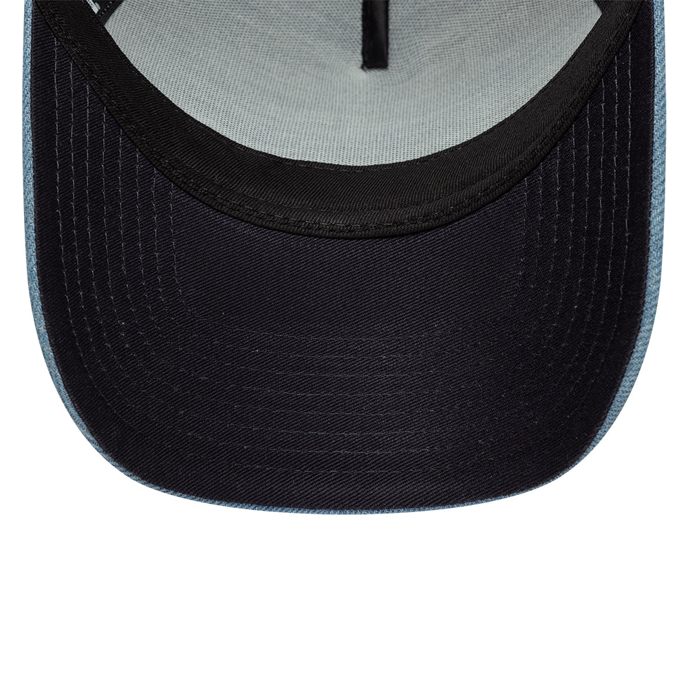New Era Leather Patch Denim Navy 9FORTY A-Frame Trucker sapka