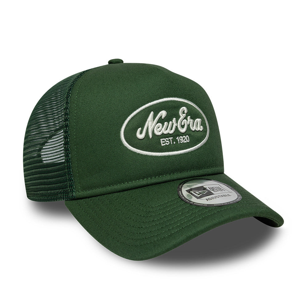 New Era Oval Patch Dark Green 9FORTY A-Frame Trucker sapka