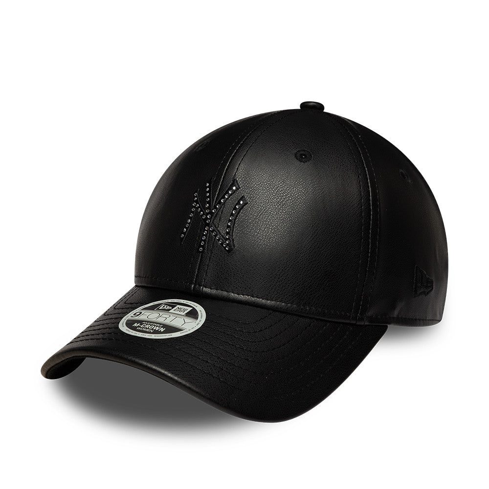 New Era Yankees Womens MLB Diamante PU Black 9FORTY M-Crown műbőr baseball sapka, női