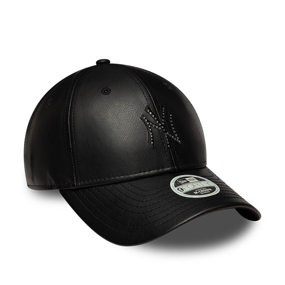 New Era Yankees Womens MLB Diamante PU Black 9FORTY M-Crown műbőr baseball sapka, női