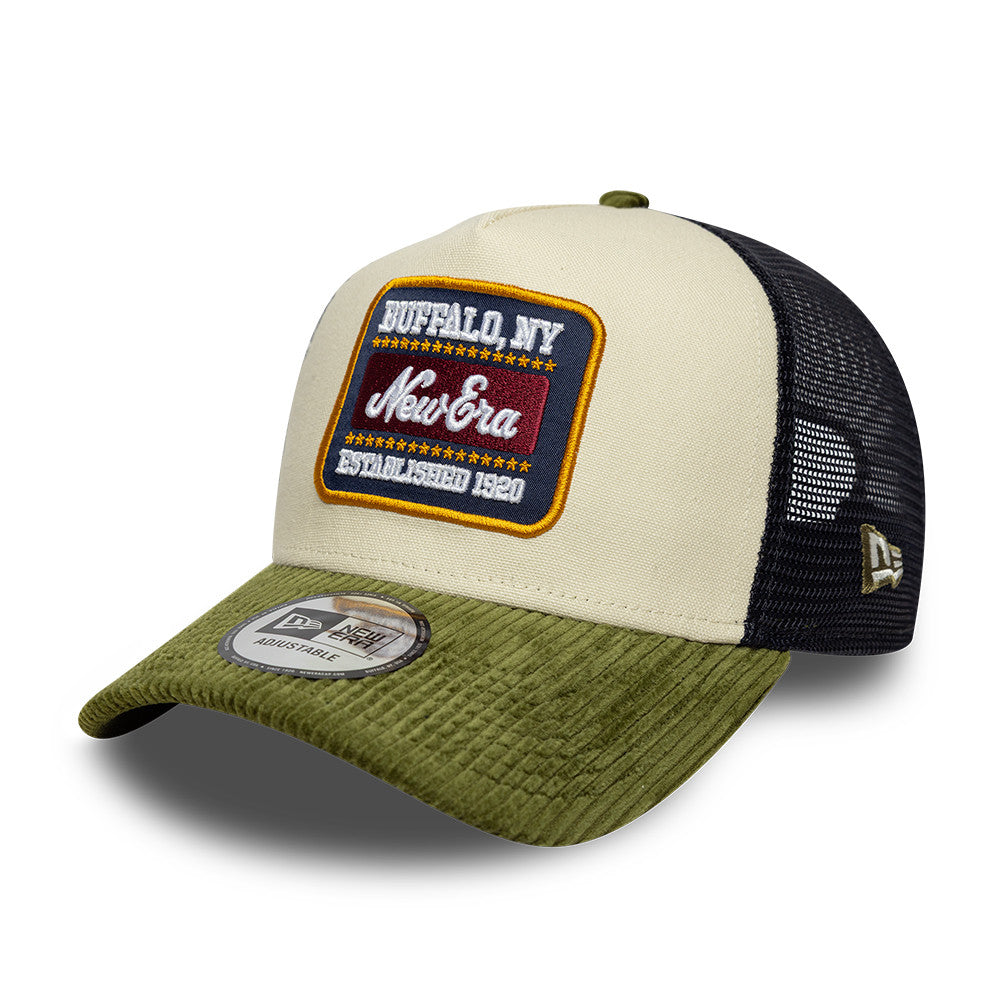 New Era Patch Cord Cream & Green 9FORTY A-Frame Trucker sapka
