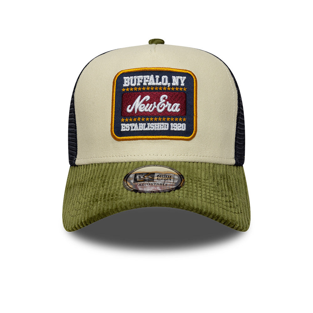 New Era Patch Cord Cream & Green 9FORTY A-Frame Trucker sapka
