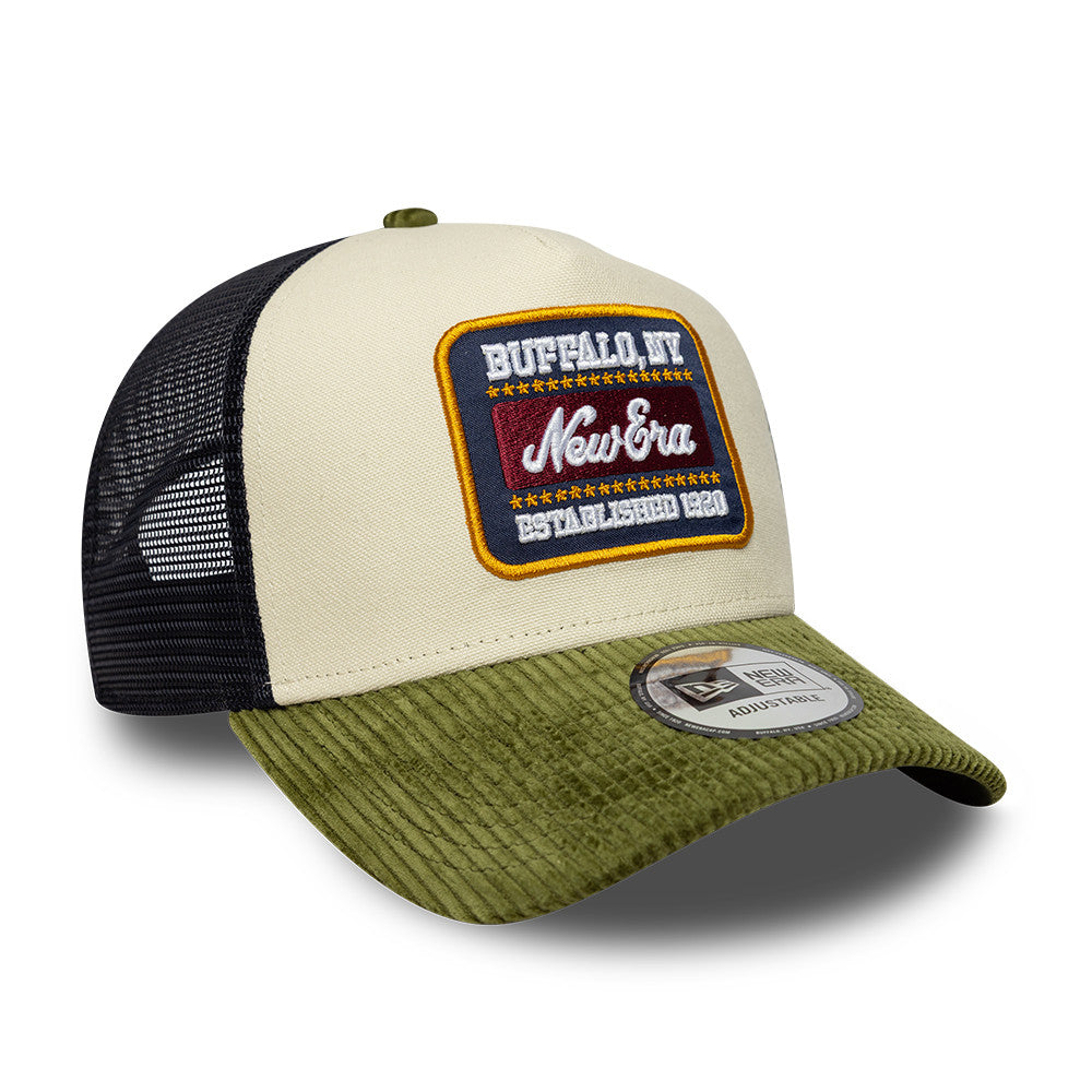New Era Patch Cord Cream & Green 9FORTY A-Frame Trucker sapka