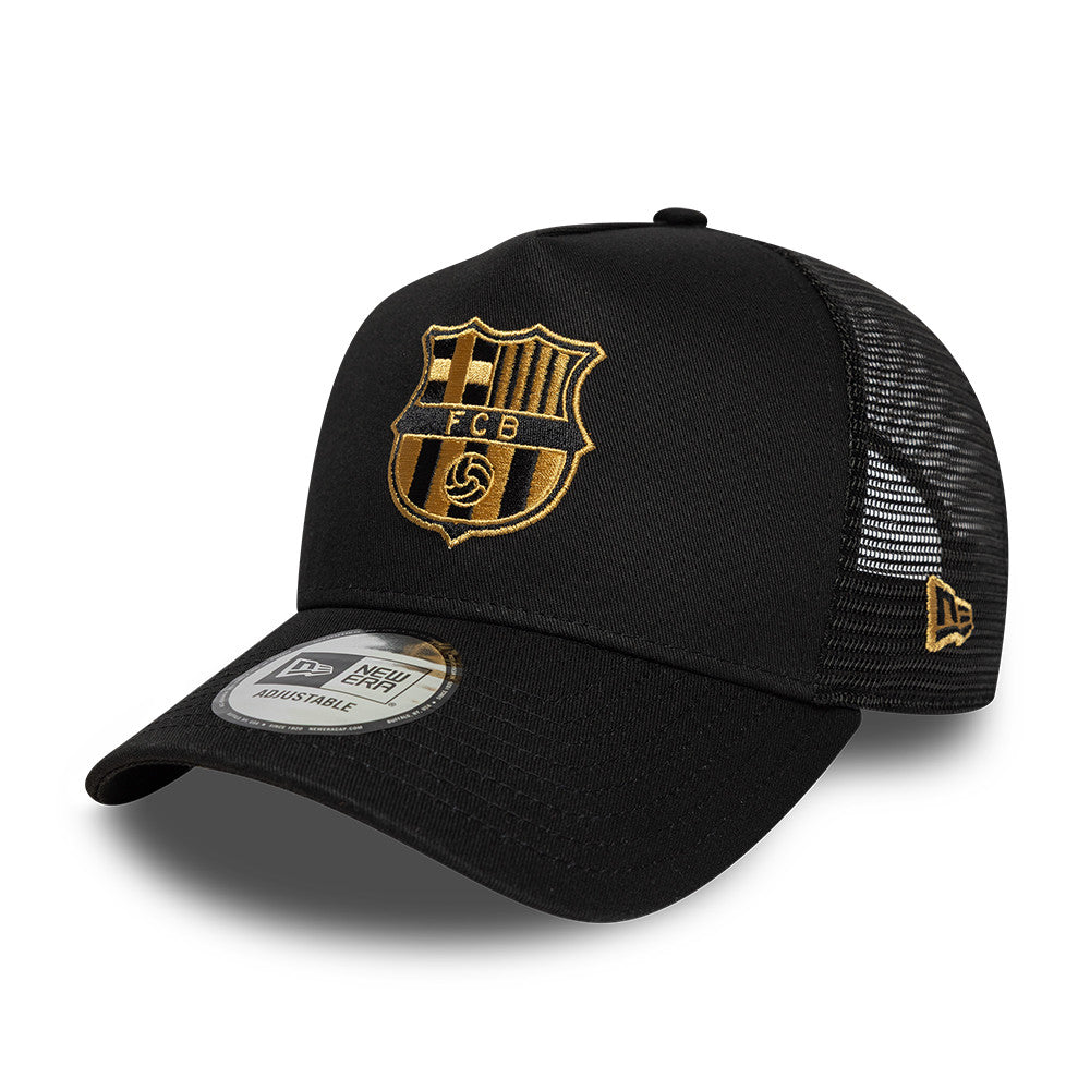 New Era FC Barcelona Black Gold Black 9FORTY A-Frame Trucker sapka