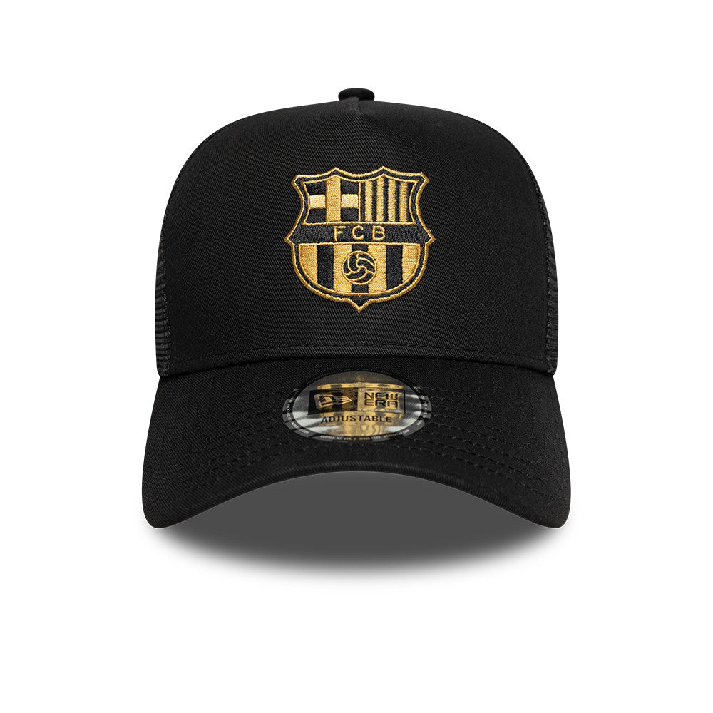 New Era FC Barcelona Black Gold Black 9FORTY A-Frame Trucker sapka