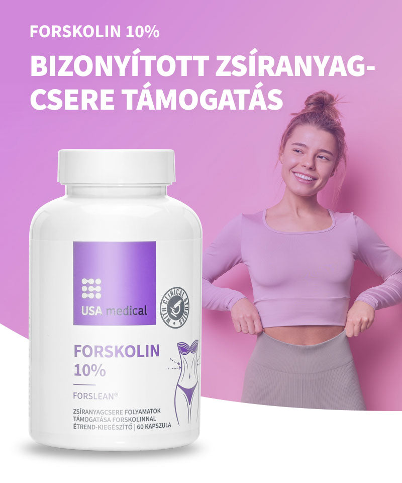 UsaMedical Forskolin 10% kivonat zsíranyagcsere támogatáshoz 60 db