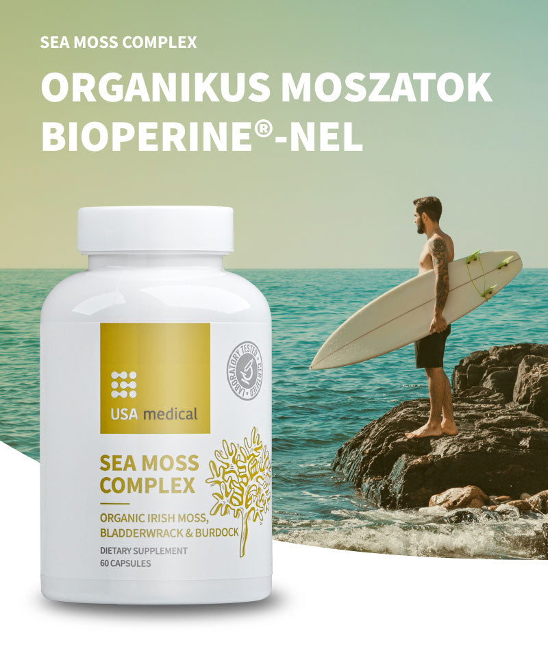 UsaMedical Organikus moszatok bojtorjángyökérrel és BioPerine®-nel 60 db