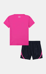 Lány szett Under Armour UA LOGO WOVEN SHORT SET-PNK