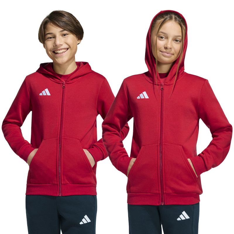 Adidas Entrada 26 Full Zip Hoodie for Kids piros gyerek pulóver KH1781