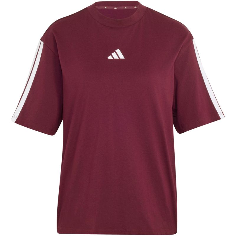 Adidas Essentials 3-Stripes Boyfriend T-Shirt in női póló, bordó