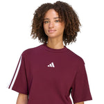 Adidas Essentials 3-Stripes Boyfriend T-Shirt in női póló, bordó
