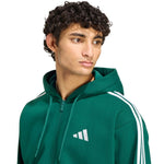 Adidas Essentials 3-Stripes Fleece Full-Zip Hoodie férfi kapucnis pulóver, zöld