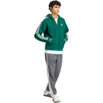 Adidas Essentials 3-Stripes Fleece Full-Zip Hoodie férfi kapucnis pulóver, zöld