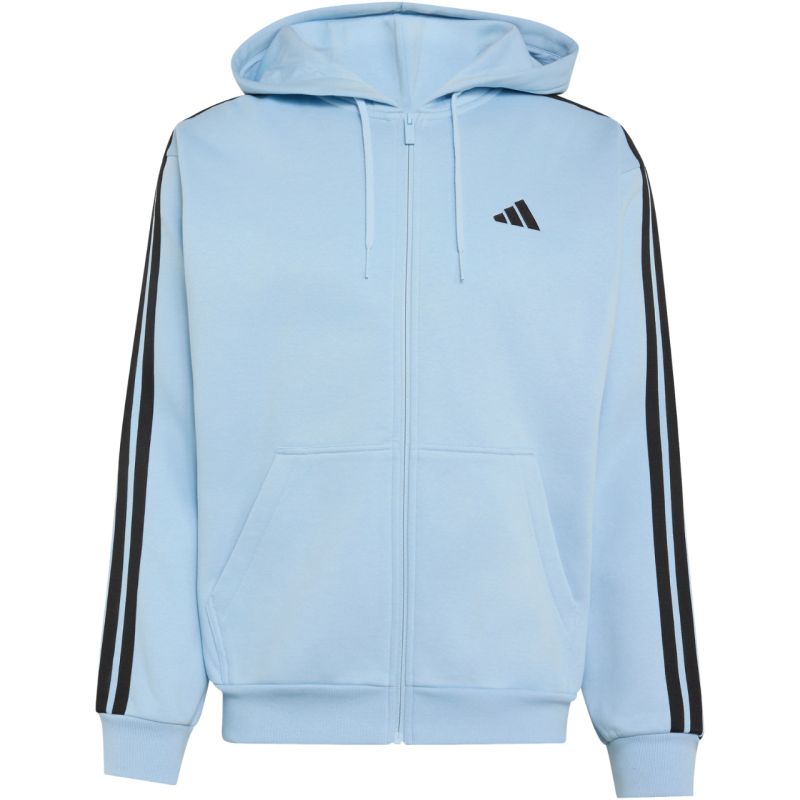 Adidas Essentials 3-Stripes Fleece Full-Zip Hoodie, Sky férfi kapucnis pulóver, kék