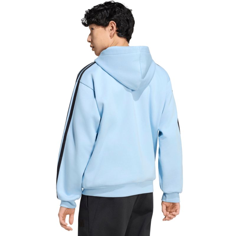 Adidas Essentials 3-Stripes Fleece Full-Zip Hoodie, Sky férfi kapucnis pulóver, kék