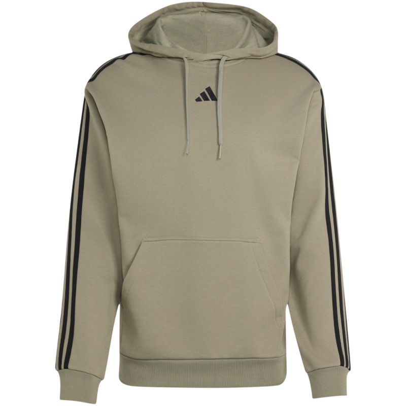 Adidas Essentials 3-Stripes French Terry Hoodie férfi kapucnis pulóver, oliva