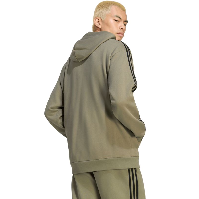 Adidas Essentials 3-Stripes French Terry Hoodie férfi kapucnis pulóver, oliva