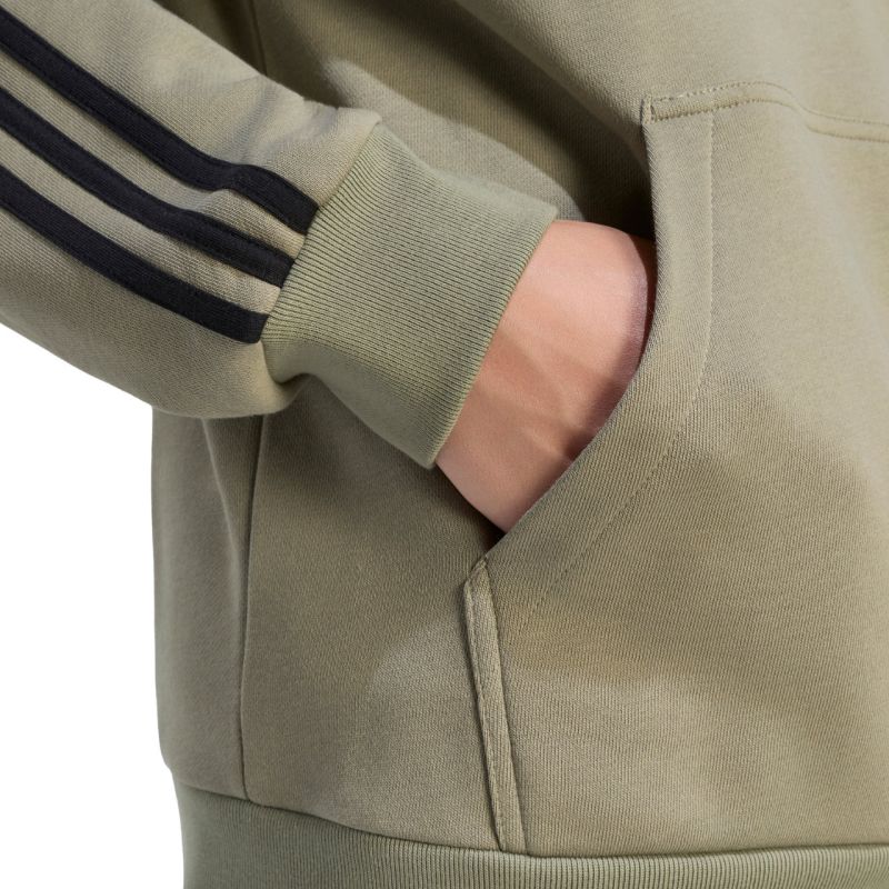 Adidas Essentials 3-Stripes French Terry Hoodie férfi kapucnis pulóver, oliva