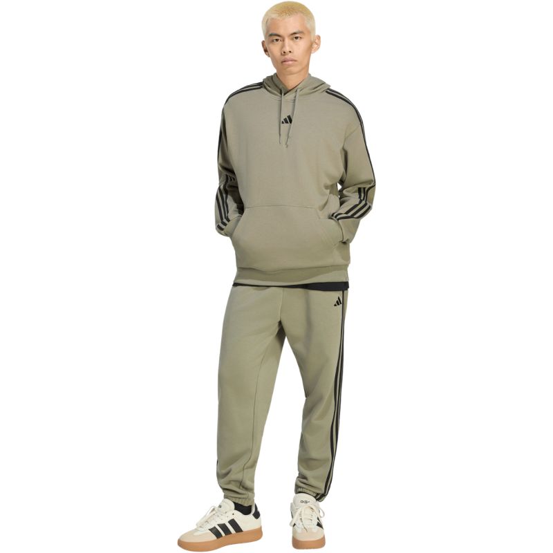 Adidas Essentials 3-Stripes French Terry Hoodie férfi kapucnis pulóver, oliva