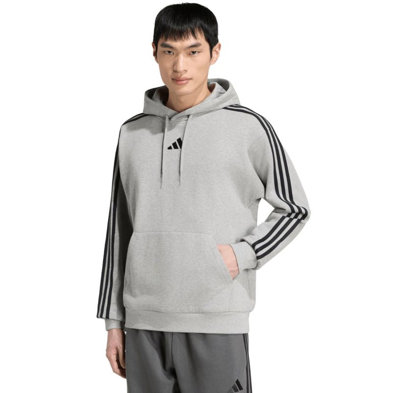 Adidas Essentials 3-Stripes French Terry Hoodie férfi kapucnis pulóver, szürke