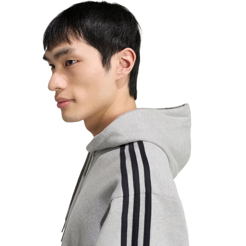 Adidas Essentials 3-Stripes French Terry Hoodie férfi kapucnis pulóver, szürke