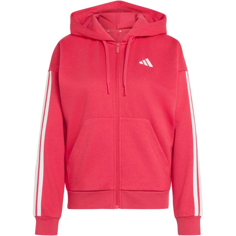 Adidas Essentials 3-Stripes Full-Zip Fleece Hoodie női kapucnis pulóver, rózsaszín