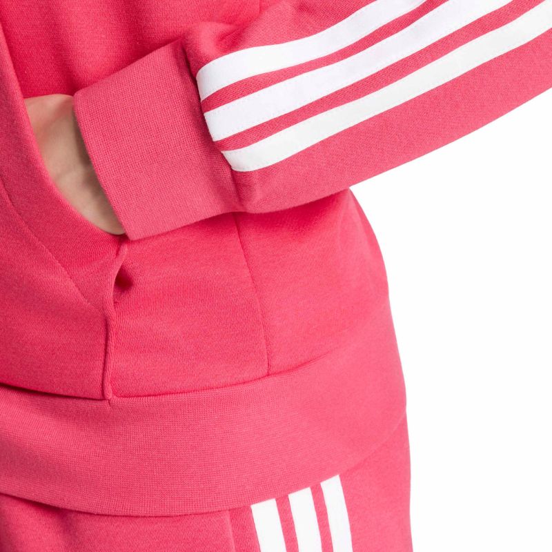 Adidas Essentials 3-Stripes Full-Zip Fleece Hoodie női kapucnis pulóver, rózsaszín