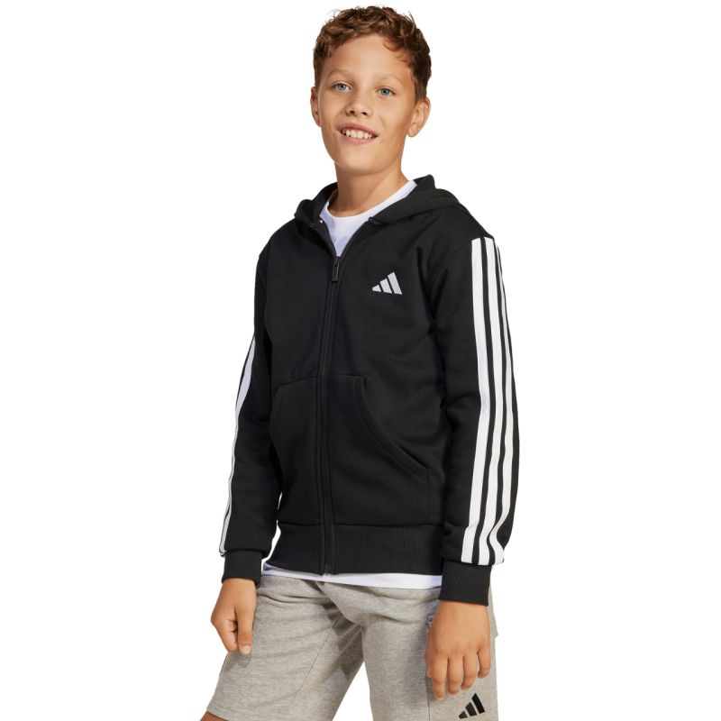 adidas Essentials Full-Zip Kids' Sweatshirt Black and fehér gyerek pulóver JD6494