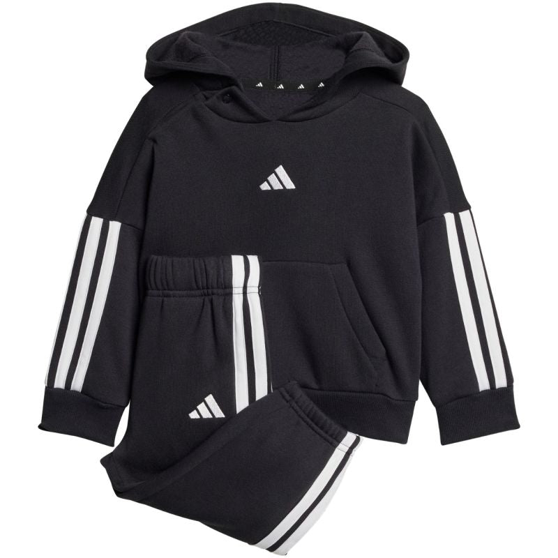 adidas Essentials Joggers 3 Stripes Fleece Hoodie Tracksuit for Kids Black gyerek JD6484