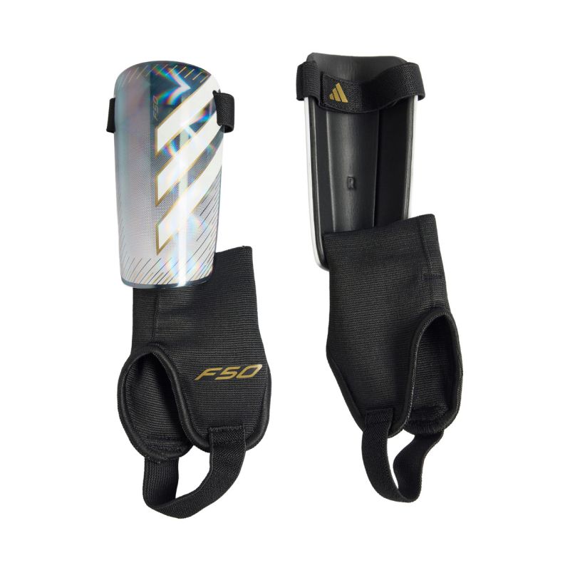 adidas F50 Match Kids' Soccer Shin Guards Gray and fekete védőfelszerelés