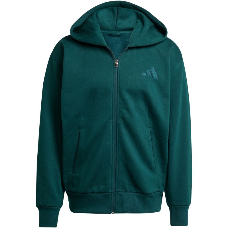 adidas Men's ALL SZN Fleece Full-Zip Sweatshirt zöld férfi pulóver JX5101