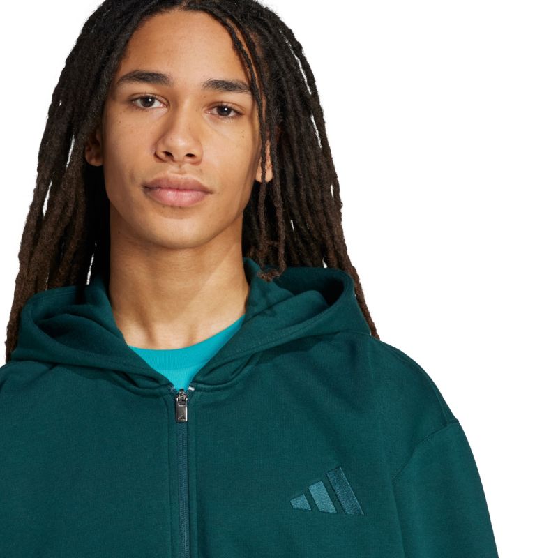 adidas Men's ALL SZN Fleece Full-Zip Sweatshirt zöld férfi pulóver JX5101
