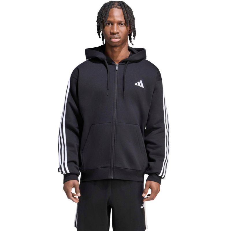 Adidas Men's Essentials 3-Stripes Fleece Full-Zip Hoodie fekete férfi KY6559
