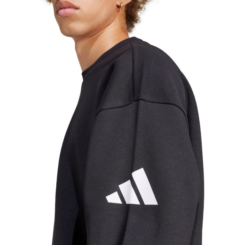 adidas Men's Essentials Loose Fit 3 Bar Logo Black férfi Pulóver JF3542