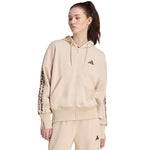 Adidas Seasonal Essentials Animal Print 3-Stripes Full-Zip Hooded Sweatshirt női kapucnis pulóver, bézs