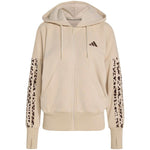 Adidas Seasonal Essentials Animal Print 3-Stripes Full-Zip Hooded Sweatshirt női kapucnis pulóver, bézs