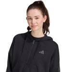Adidas Seasonal Essentials Animal Print 3-Stripes Full-Zip Hooded Sweatshirt női kapucnis pulóver, fekete