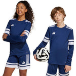 adidas Squadra 25 Long Sleeve Navy Blue Kids T-Shirt Futball mez, gyerek JJ0049