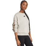 adidas Women's Animal Print 3-Stripes French Terry Sweatshirt Cream női Pulóver JM1836
