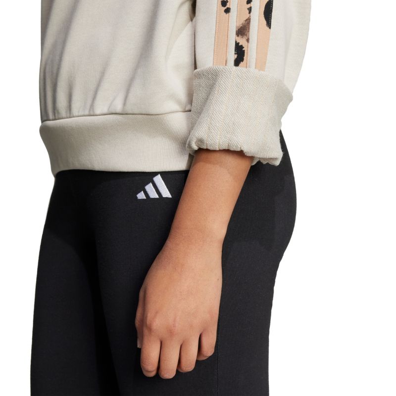 adidas Women's Animal Print 3-Stripes French Terry Sweatshirt Cream női Pulóver JM1836
