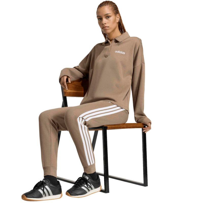 Adidas Women's Essentials 3-Stripes Fleece Slim Pants Beige 2xs női polár pulóver KF8317