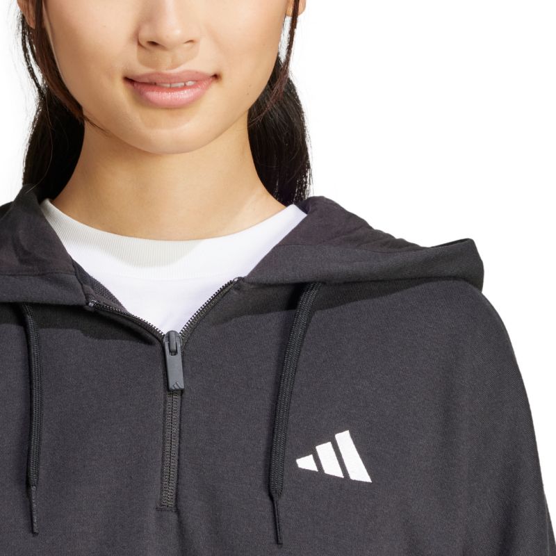 adidas Women's Essentials 3-Stripes French Terry Quarter-Zip Black női Kapucnis pulóver JN1956