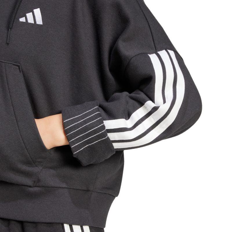 adidas Women's Essentials 3-Stripes French Terry Quarter-Zip Black női Kapucnis pulóver JN1956