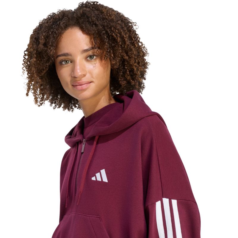 Adidas Women's Essentials 3-Stripes French Terry Quarter-Zip Burgundy Sweatshirt 2xs női pulóver KF8316