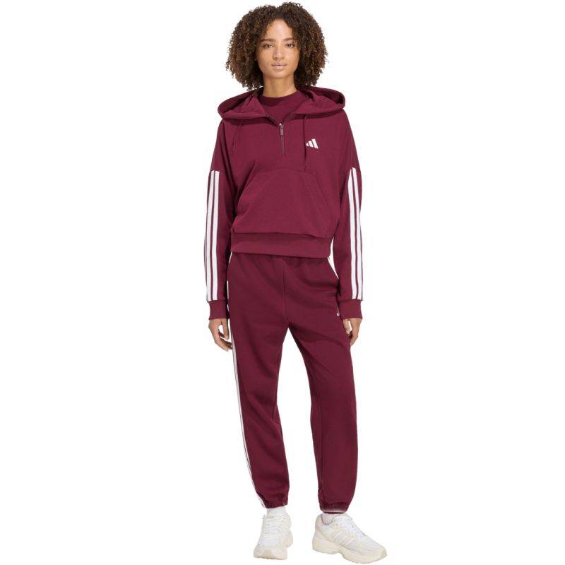 Adidas Women's Essentials 3-Stripes French Terry Quarter-Zip Burgundy Sweatshirt 2xs női pulóver KF8316