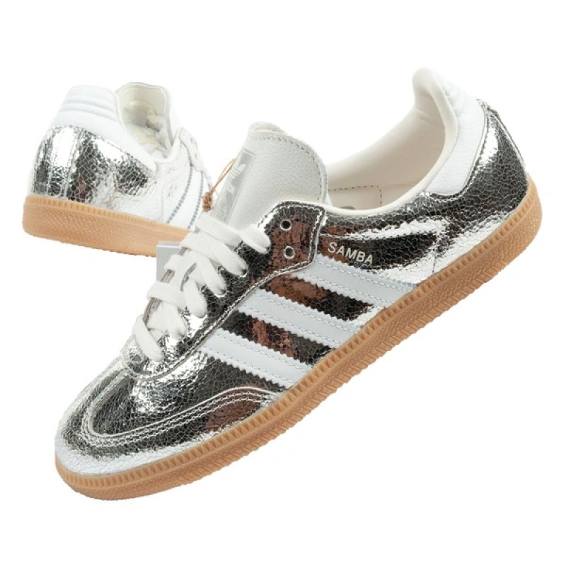 Adidas women's sports shoes Samba OG sneakers fashionable leather ezüst női utcai cipő