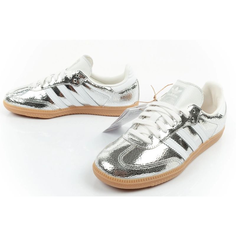 Adidas women's sports shoes Samba OG sneakers fashionable leather ezüst női utcai cipő