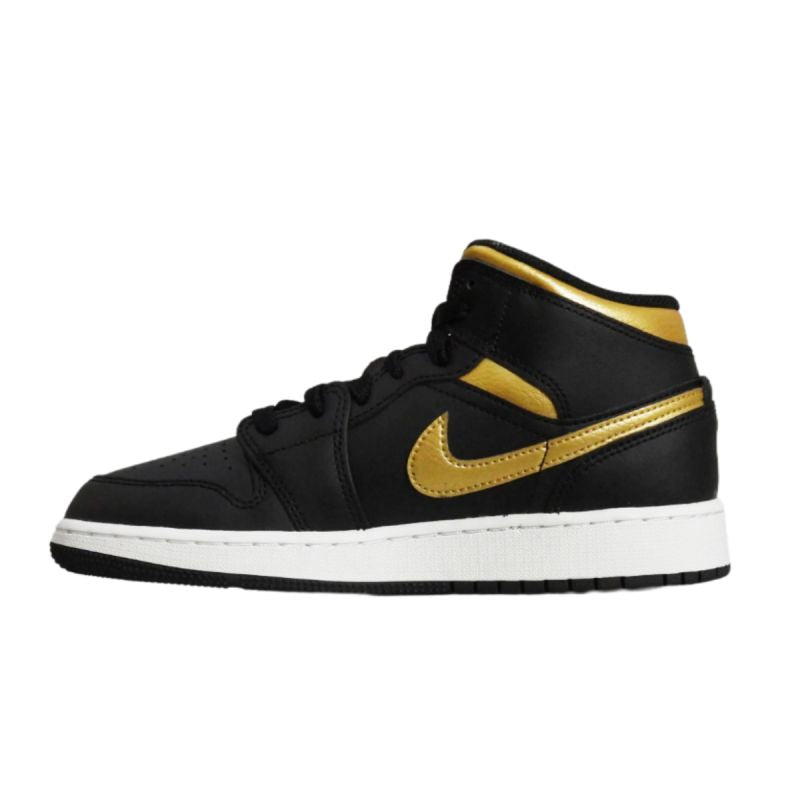 AIR Jordan 1 Mid Junior gyerek (GS) Basketball Black/Metallic Gold - arany cipő