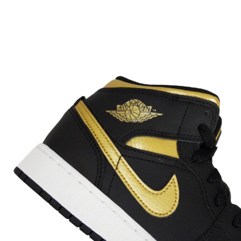 AIR Jordan 1 Mid Junior gyerek (GS) Basketball Black/Metallic Gold - arany cipő